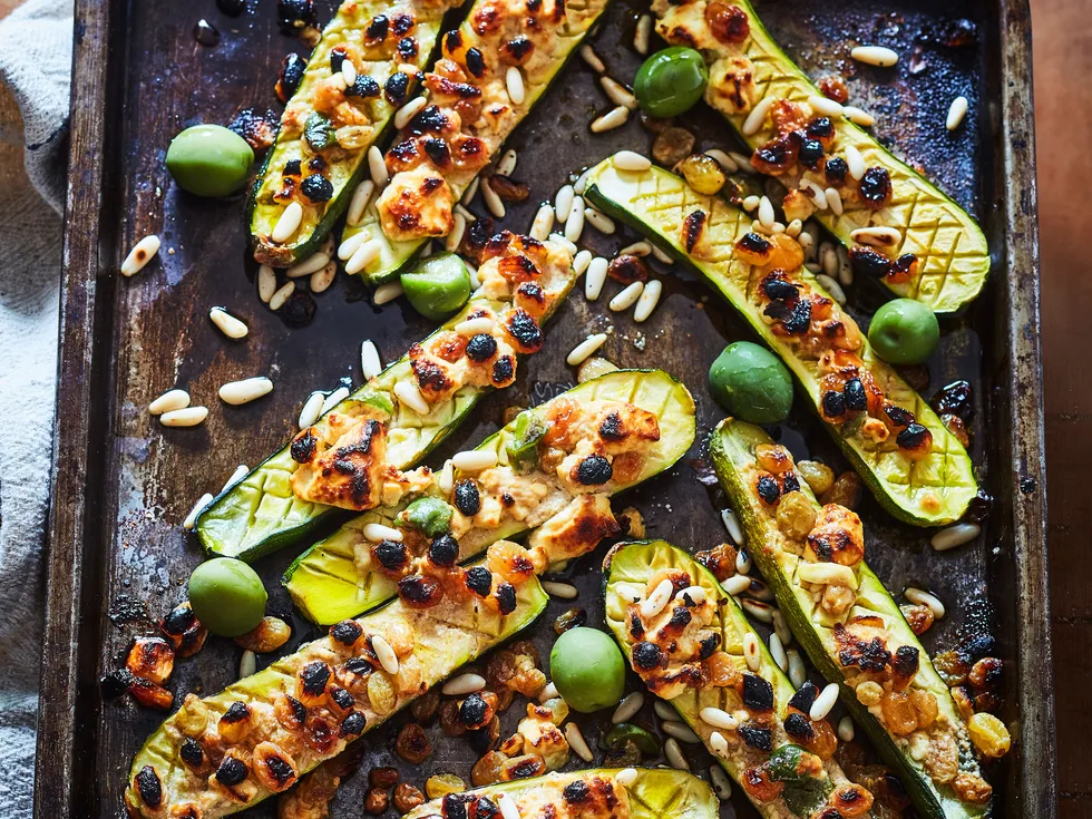 Grilled cheesy courgettes