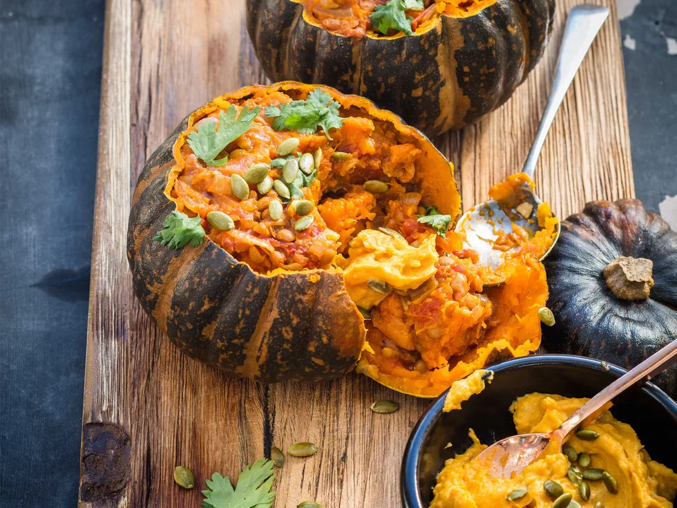 Whole roasted buttercup squash