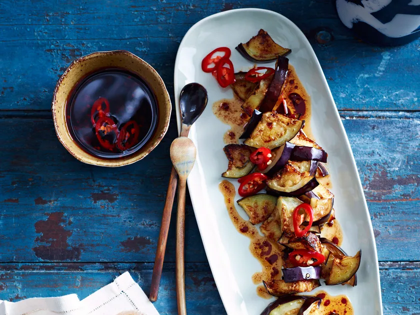 Szechuan-style fried eggplant with vinegar dressing