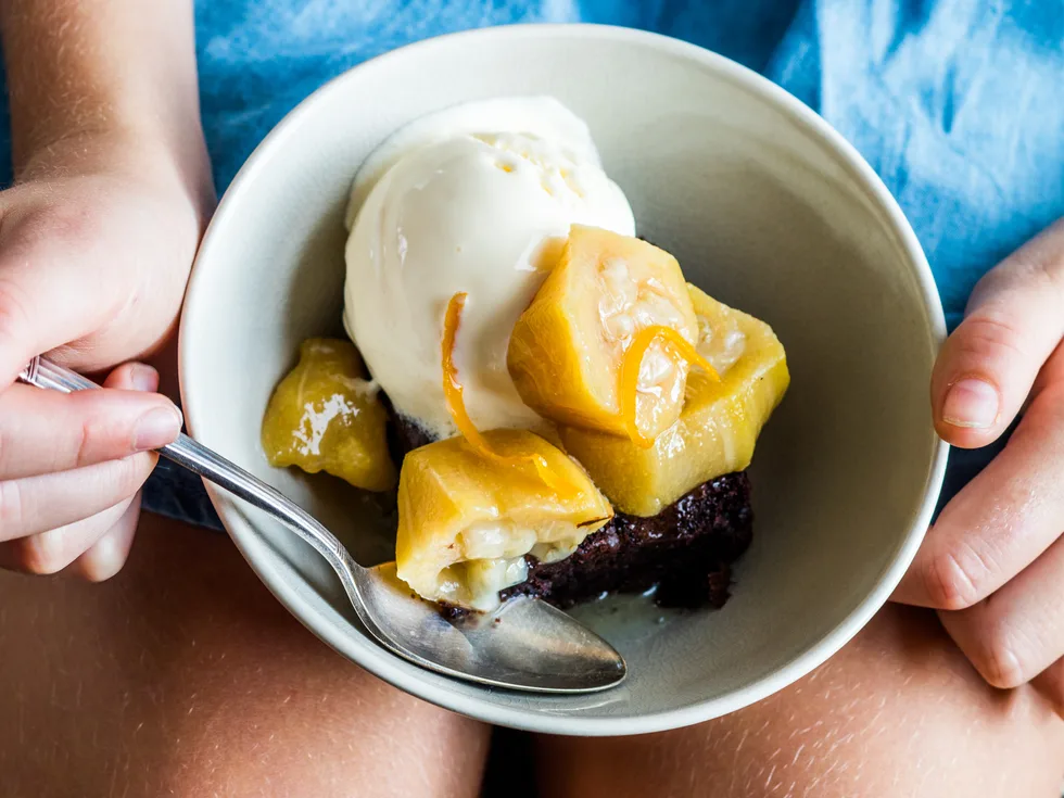 Poached feijoas with orange, cinnamon and spices