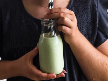 Feijoa smoothie with banana and vanilla yoghurt