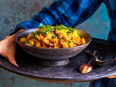Kiwi lamb sausage, kumara and apple curry