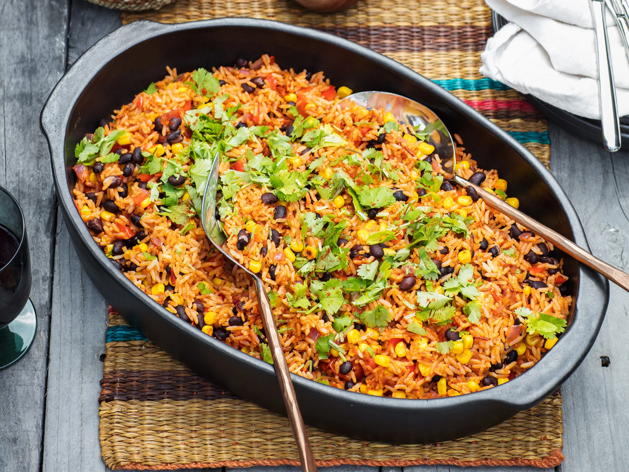 Corn, capsicum and black bean smoked paprika rice