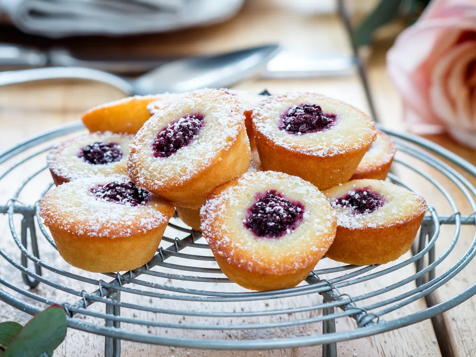 Mini gluten-free blackberry and lemon friands
