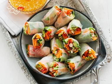 Asian vegetable rice-paper rolls with citrus chilli sauce