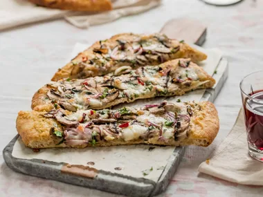 Turkish pide with mushrooms