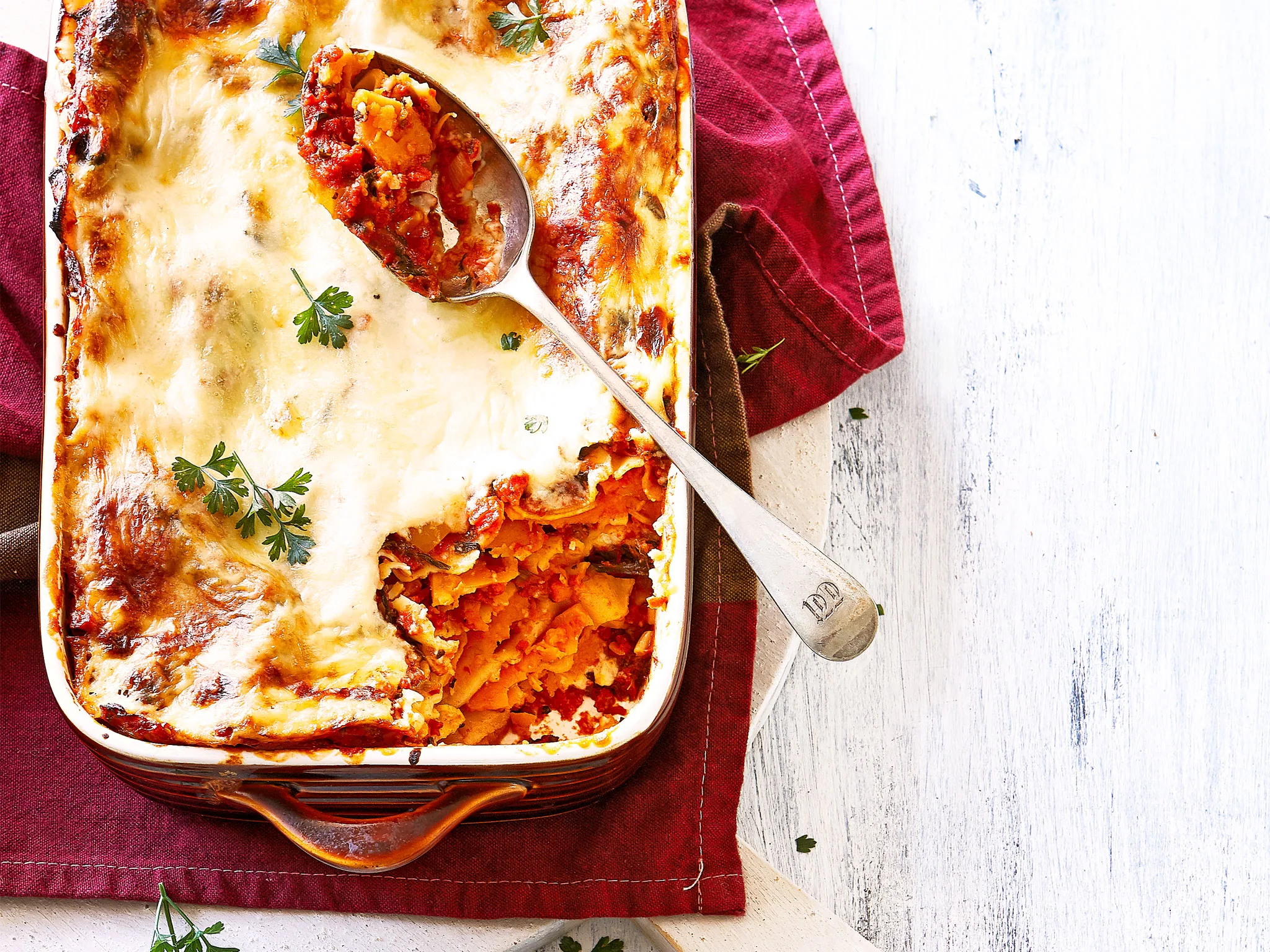 Vegetarian kumara and sundried tomato lasagne