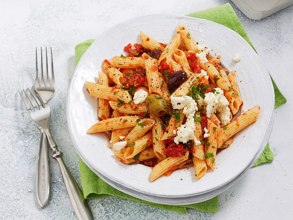 Penne pasta with Napoletana sauce and ricotta