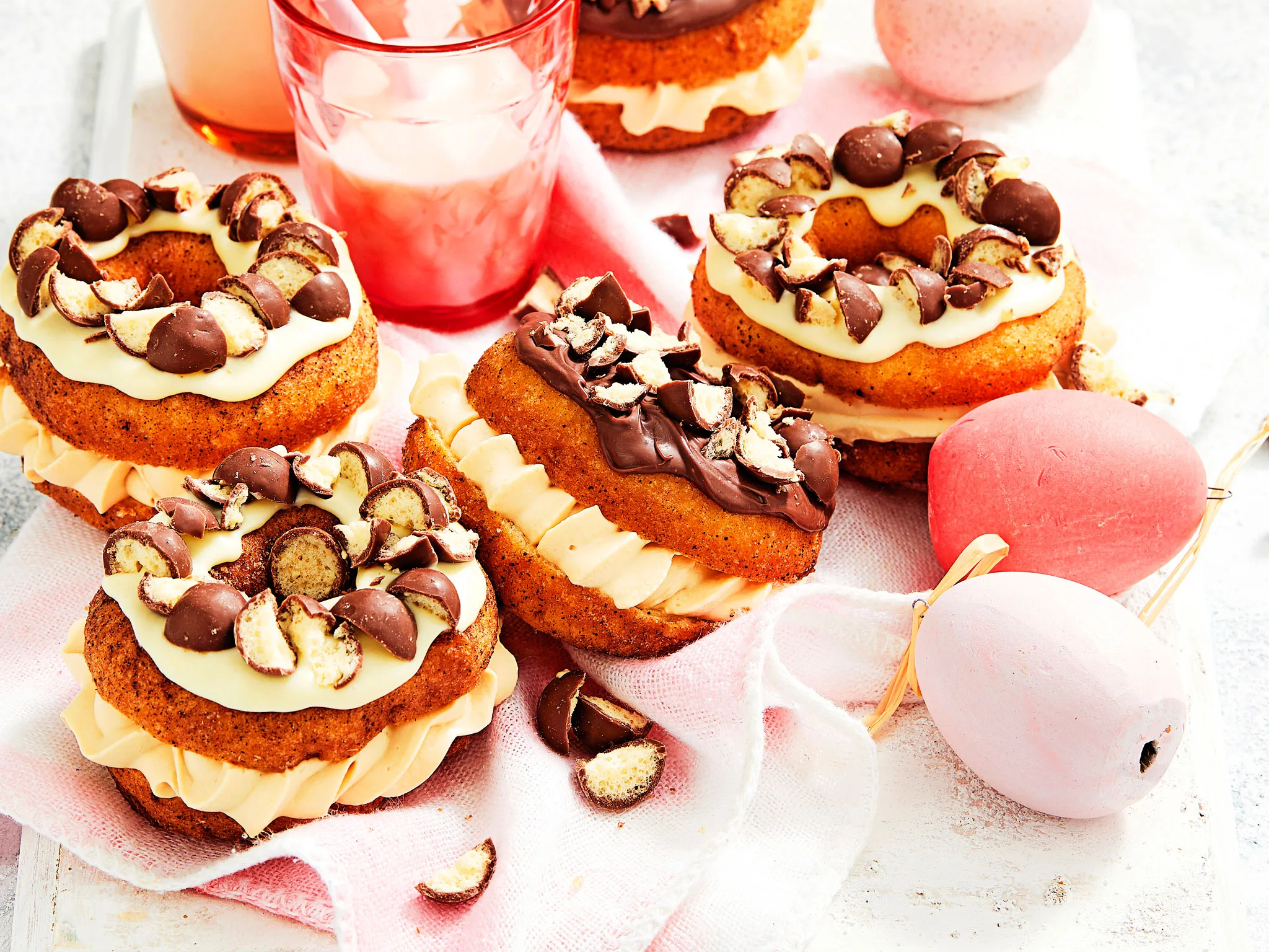 Malteser and salted caramel donuts