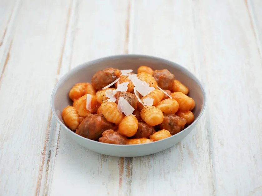 Potato gnocchi with Italian sausage and Parmesan