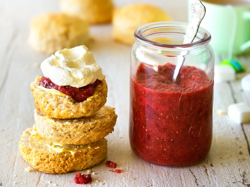 Feijoa ginger scones with fast feijoa jam