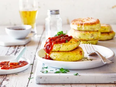 Leek and potato cakes