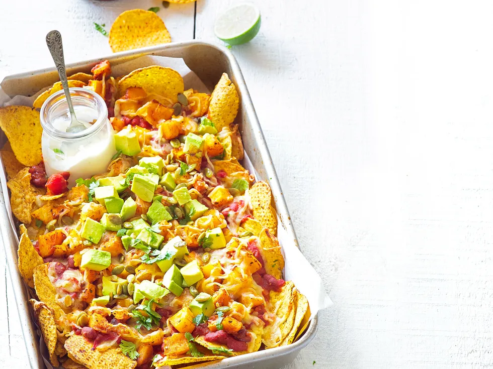 Loaded pumpkin nachos