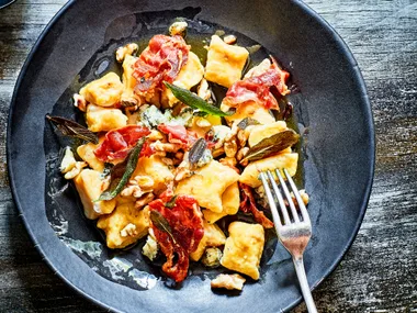 Pumpkin gnocchi with blue cheese and sage