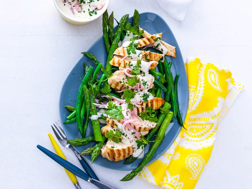 Grilled chicken with carbonara