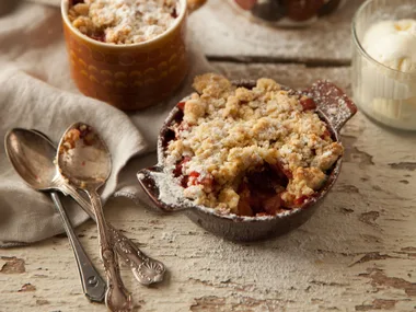 Persimmon cranberry crumble cups