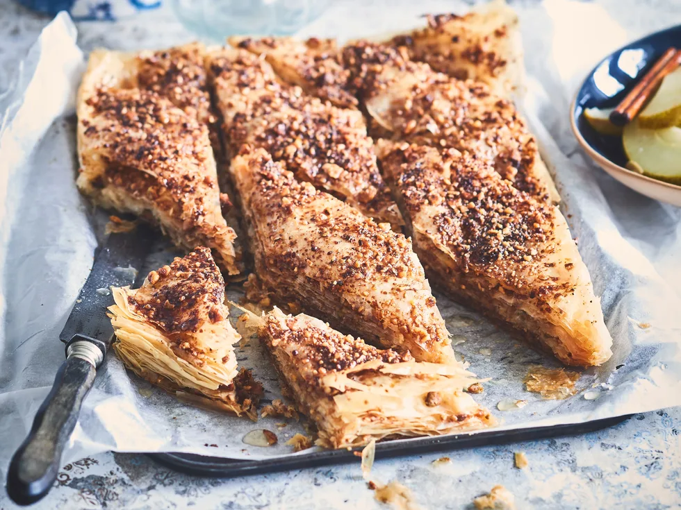 Pear and honey nut baklava