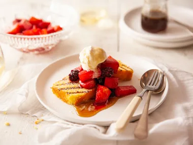 Roasted pineapple with madeira cake rum maple syrup