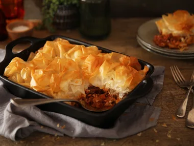 Easy filo topped pie
