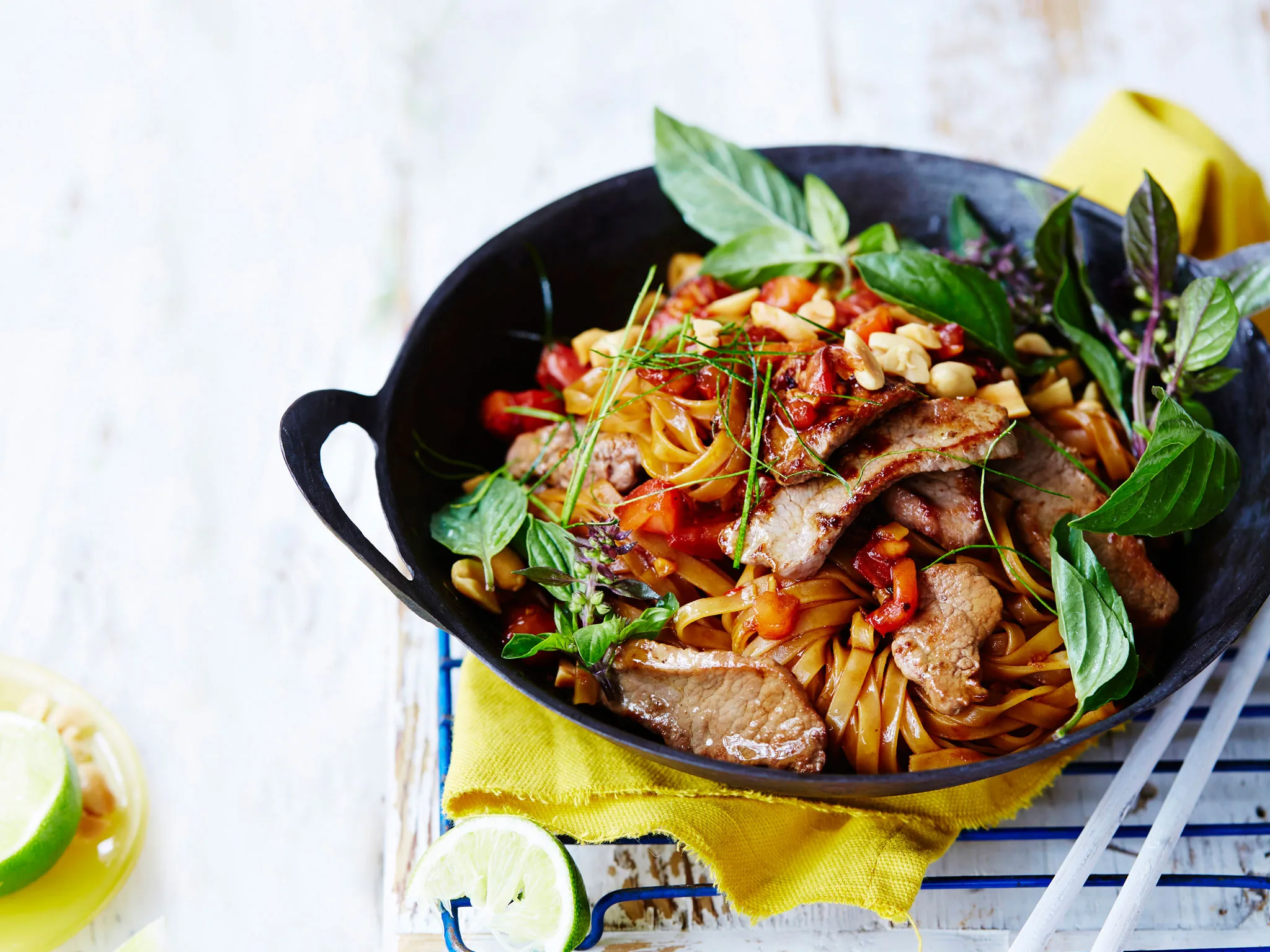 Thai spicy lamb and noodle stir-fry
