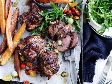 Feta, basil and vegetable lamb roasts