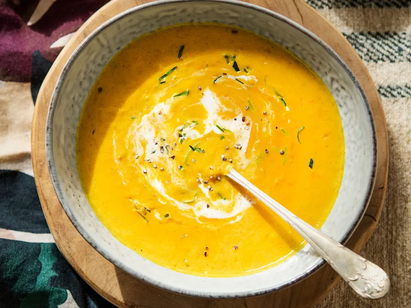 Thai pumpkin soup with coconut and lime
