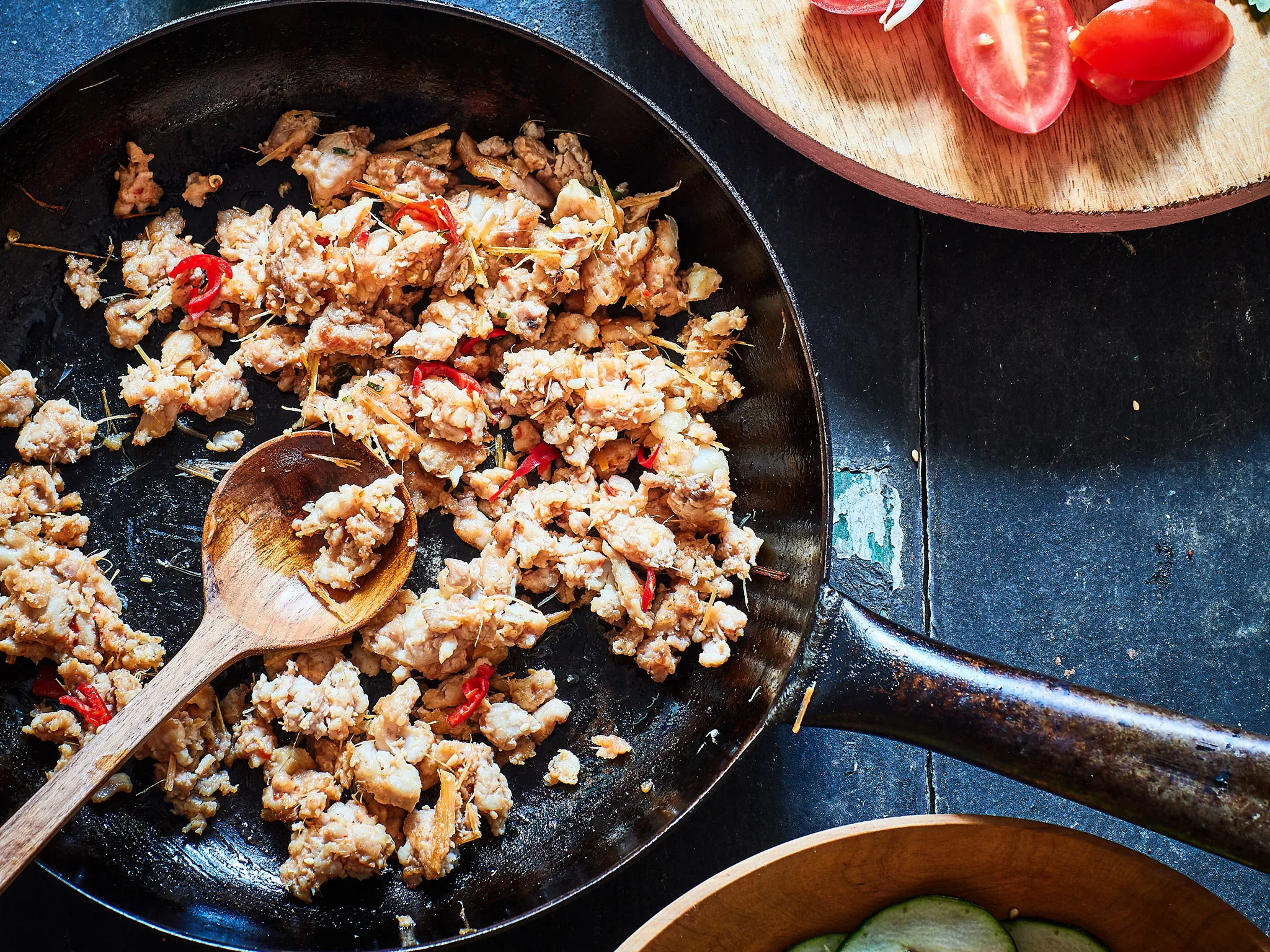 Lemongrass chicken lettuce cups
