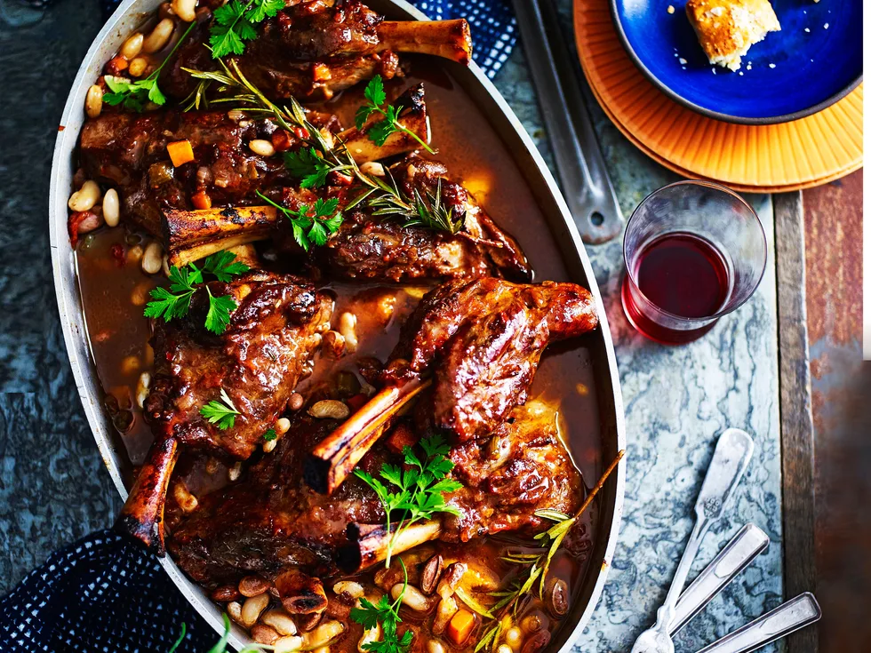 Lamb shank and bean ragu