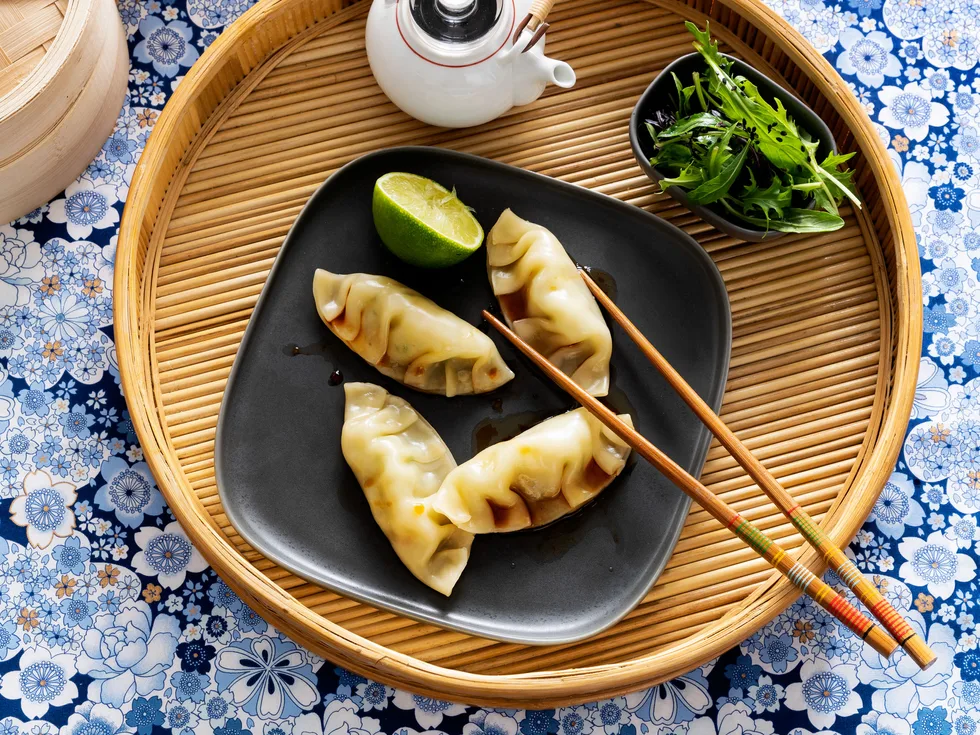 Prawn and coriander steamed dumplings