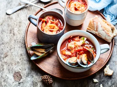 Smoky tomato seafood soup