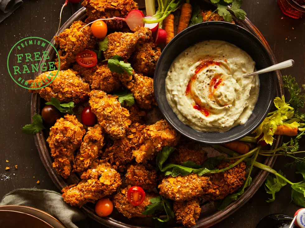 Crunchy Mexican spiced nibbles with avocado dip