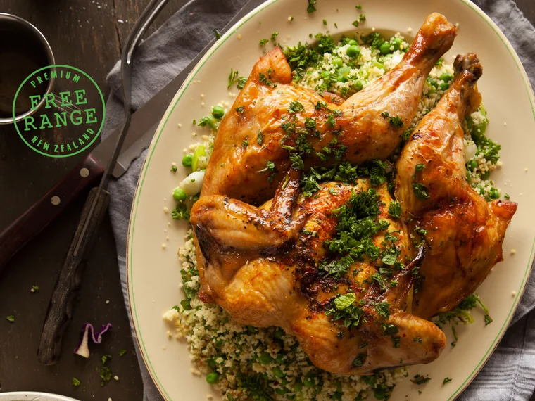 Filipino Pinoy BBQ Chicken with minted pea couscous