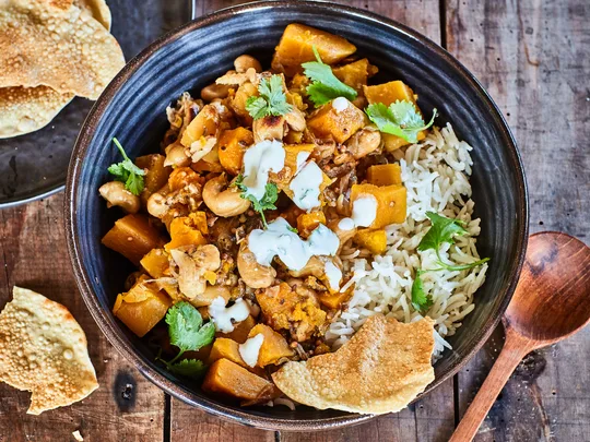 Pumpkin and cashew curry