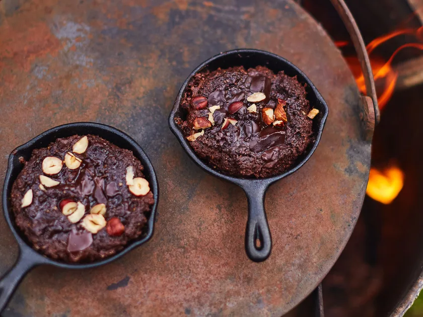Fudgy chocolate and hazelnut pan brownie