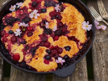 Berry and coconut cobbler