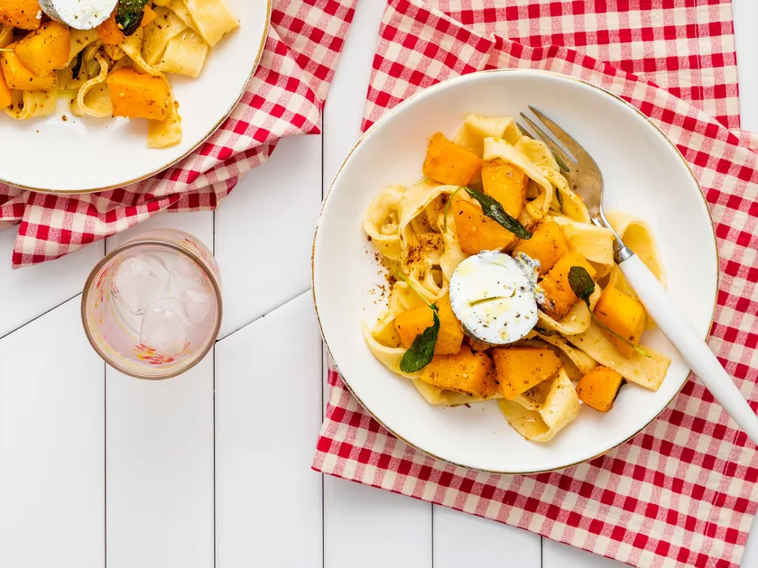 Pumpkin, sage and goat’s cheese pasta