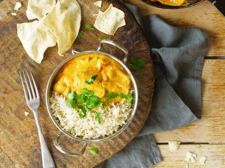 Chicken tikka masala with basmati rice