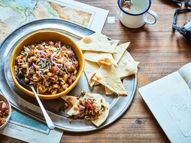 Egyptian ful medames (bean dip) with flatbreads