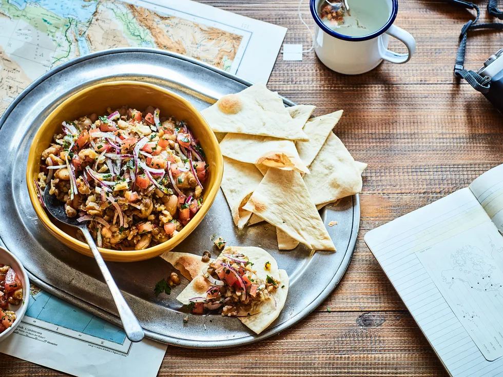 Egyptian ful medames (bean dip) with flatbreads