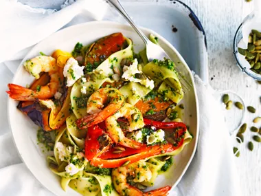 Prawn & pumpkin pesto pasta