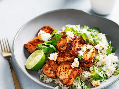 Chipotle-spiced chicken with Mexican green rice