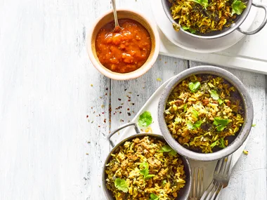Lamb and silverbeet biryani-style one pan