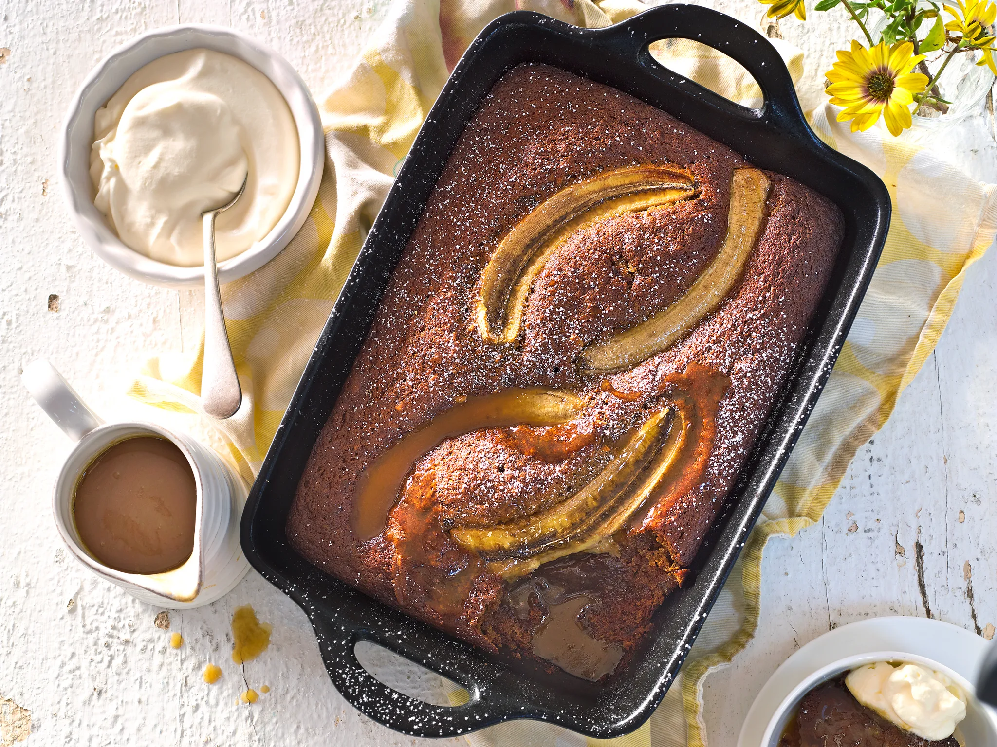 Banana pudding with tipsy toffee sauce