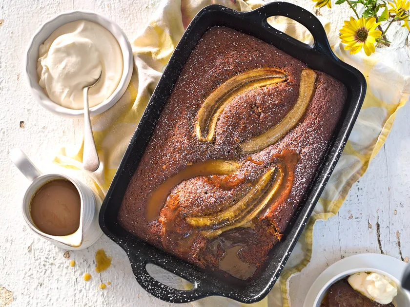 Banana pudding with tipsy toffee sauce