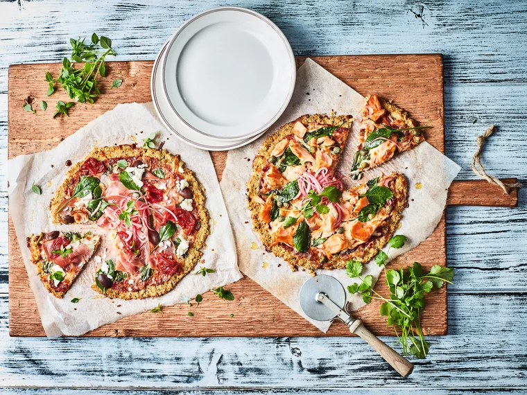 Quinoa pizza with two toppings