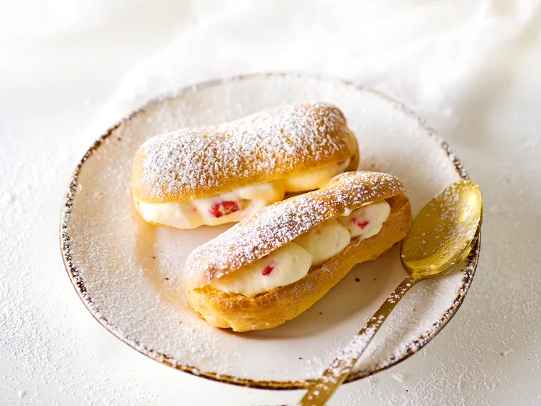 Strawberries and cream eclairs