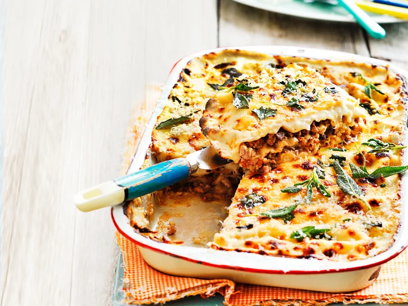 Pork, mushroom and sage lasagne