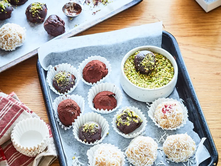 Homemade bliss balls and truffles