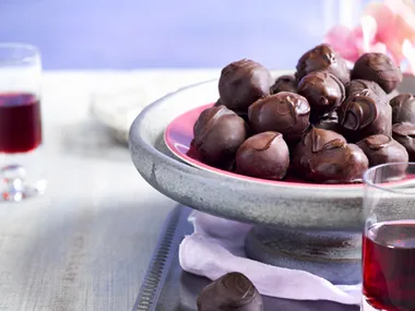 Dark chocolate, cranberry and port truffles
