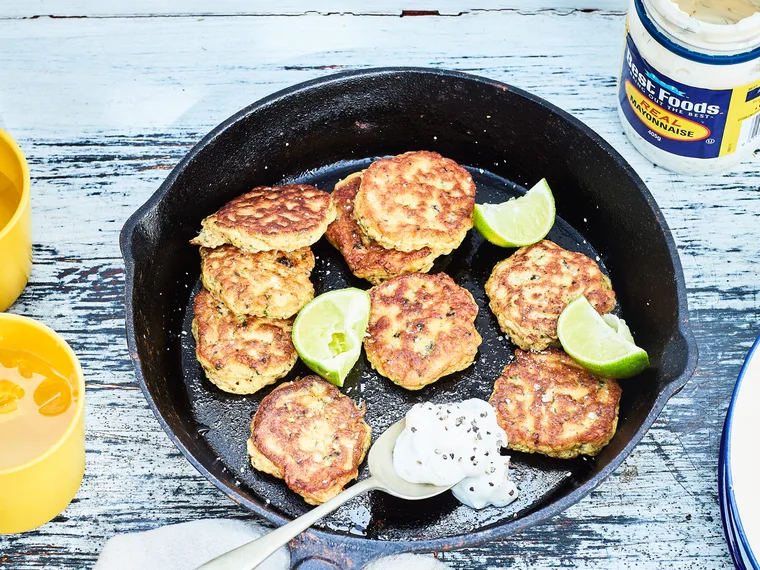 Mini mussel fritters with caper aioli